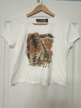 Requirements Petite Giraffe Graphic Tee PL 100% Cotton Safari Top Nature Core